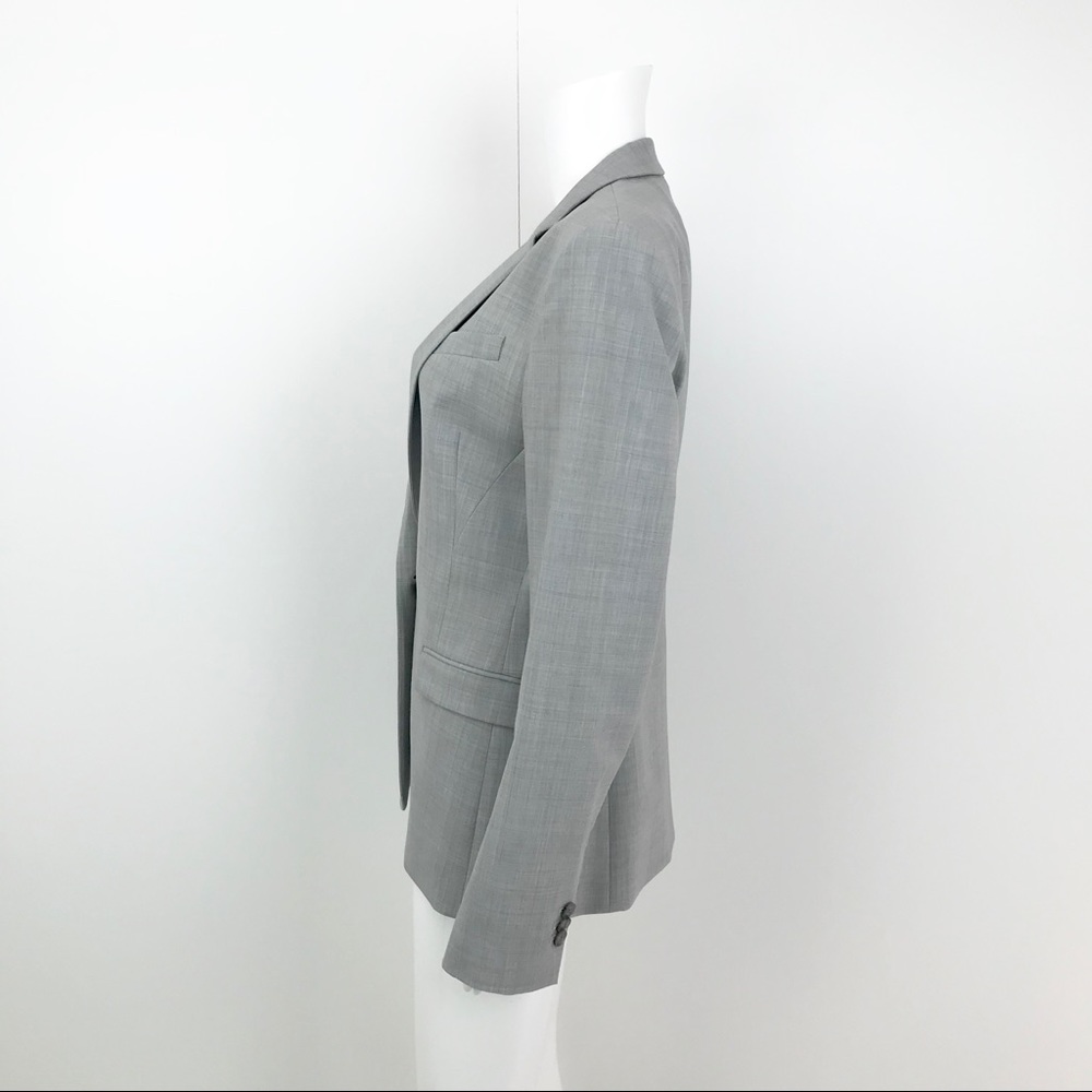 Theory Grey Single Button Dancey Wool Blazer - image 5
